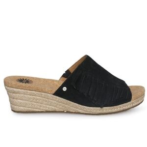 UGG Australia Black Danes Fringe Suede Wedges Sandals Women's/ 10